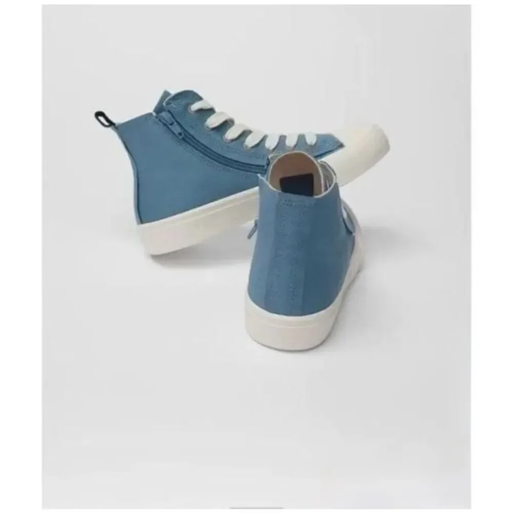 Zara high top fashion sneakers embroidered Auggie NWT size 7 August blue retro